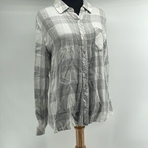 Rails hunter grey plaid button down shirt flannel soft cozy cabin top sz sm
